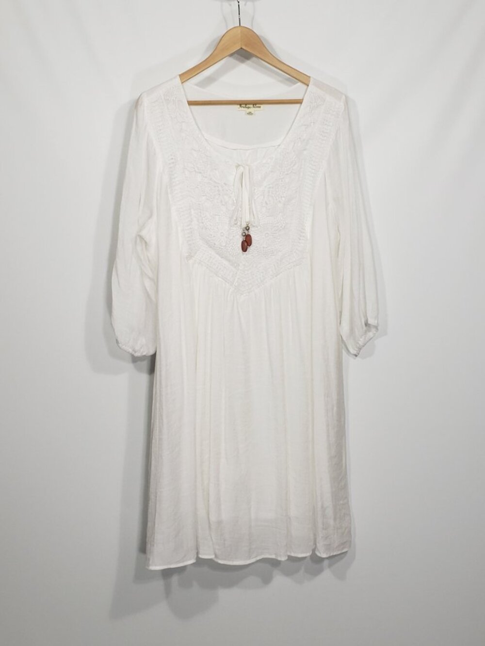 Indigo Rose White Babydoll Dress Lined Women's 3X Boho Hippie Cottagecore